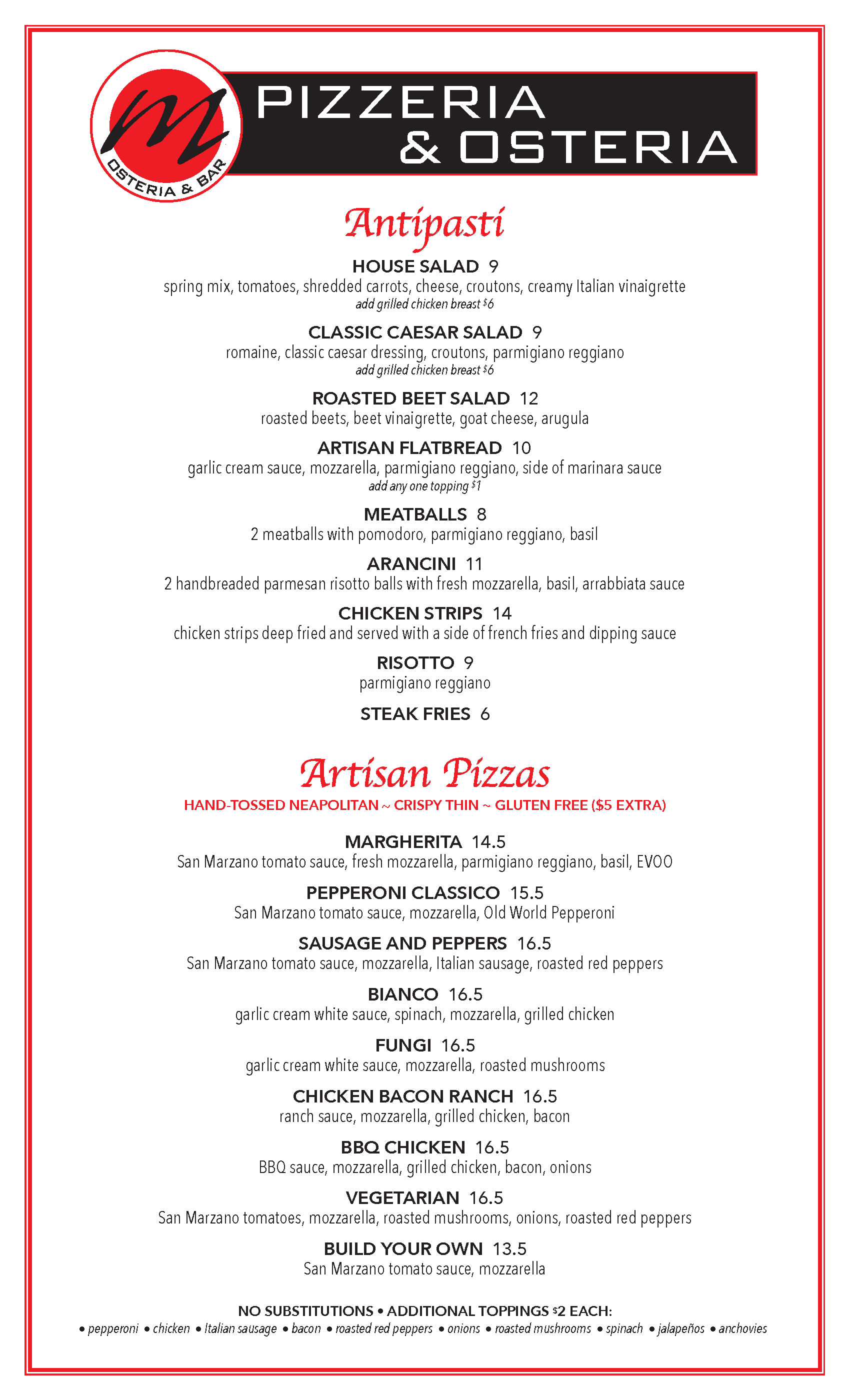 M Osteria Menu image 1